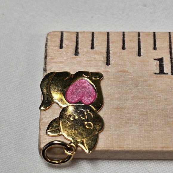 Kitty with Pink Heart Pendant Charm Fashion Jewelry Gold Tone Cat Love Kitten - Picture 8 of 8